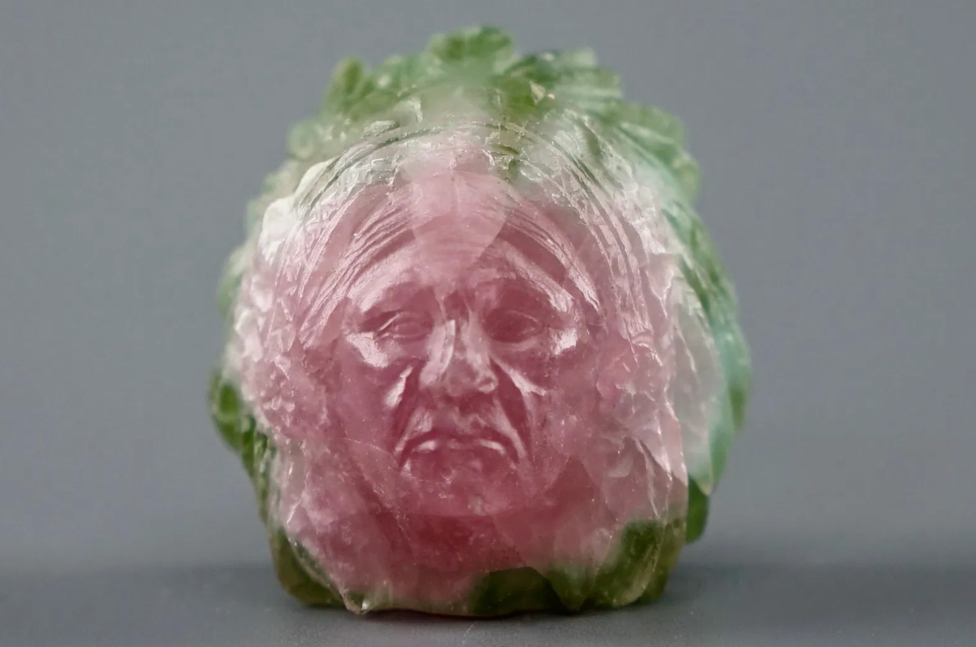 watermelon tourmaline carved indigenous being